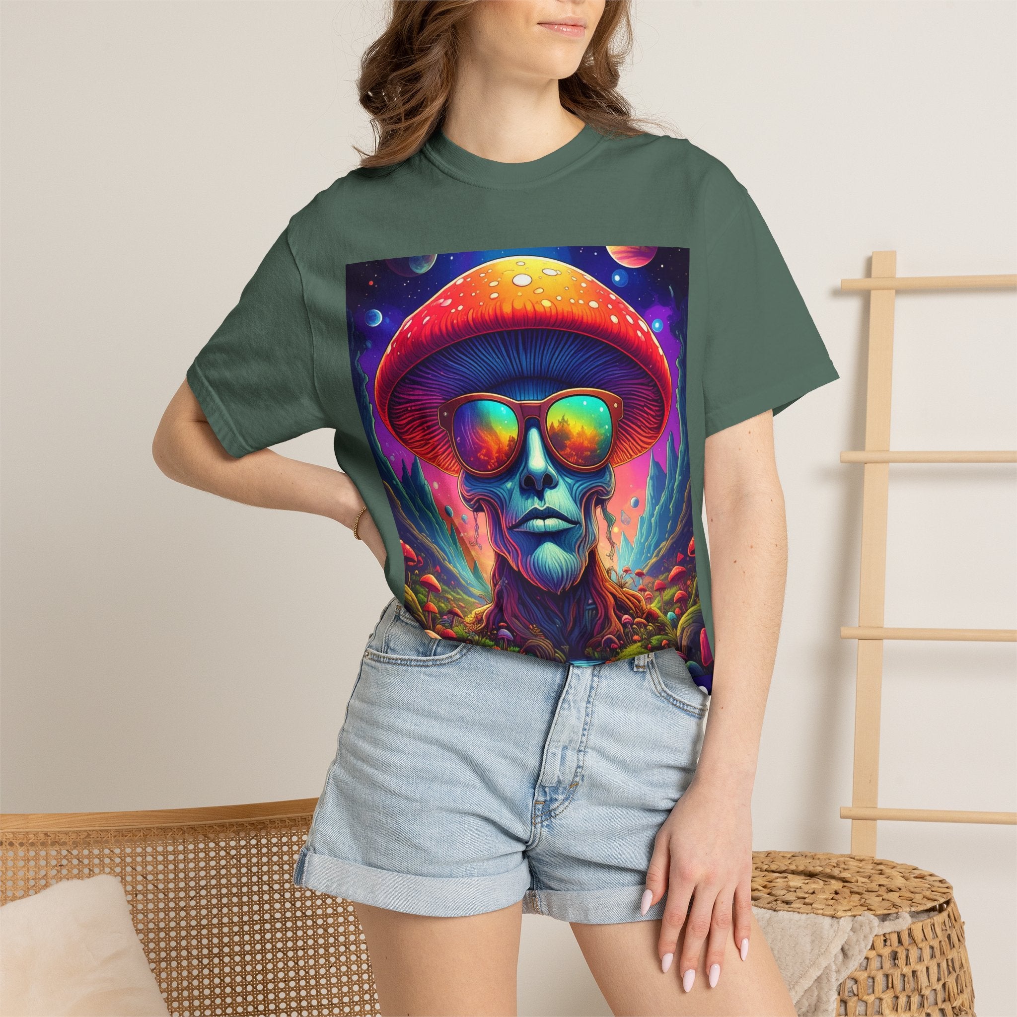 Psychedelic Mushroom Skull T-Shirt — "Where's Wayne?" Graphic Tee