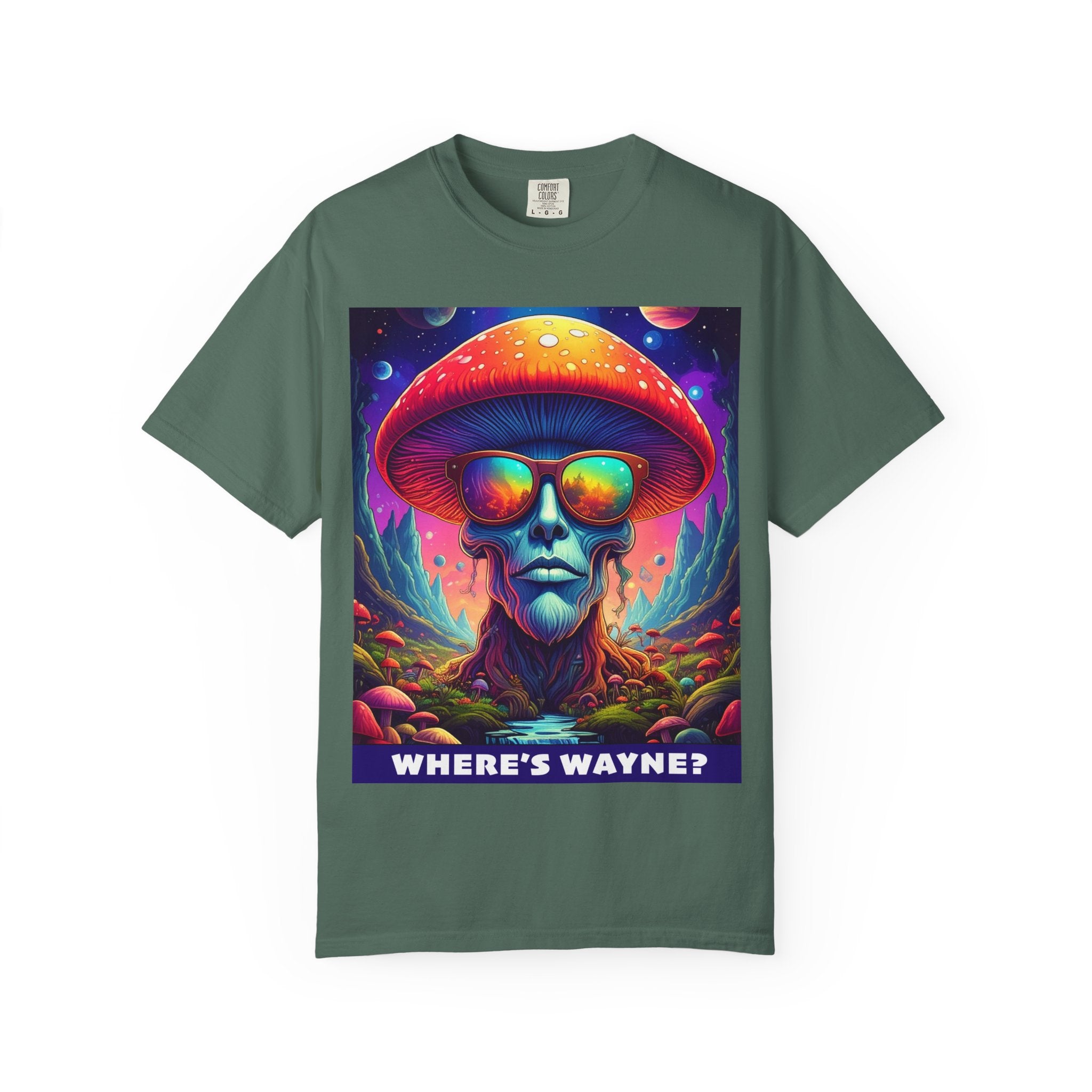 Psychedelic Mushroom Skull T-Shirt — "Where's Wayne?" Graphic Tee