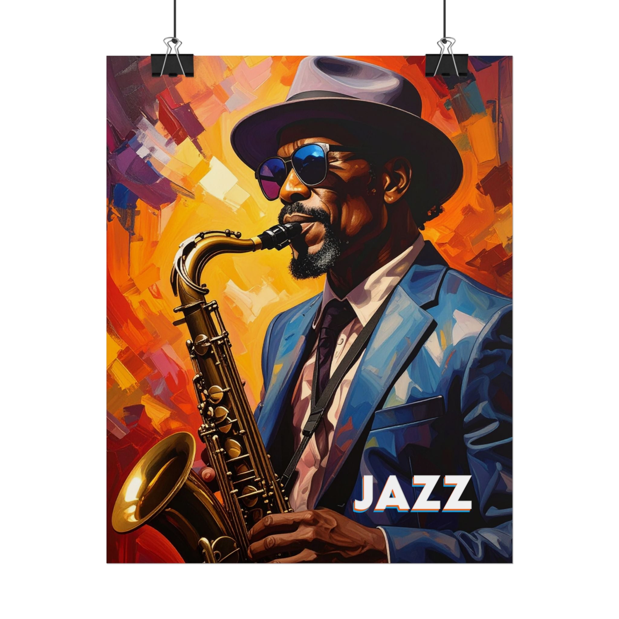 Jazz Saxophonist Poster — Colorful Rolled Wall Art