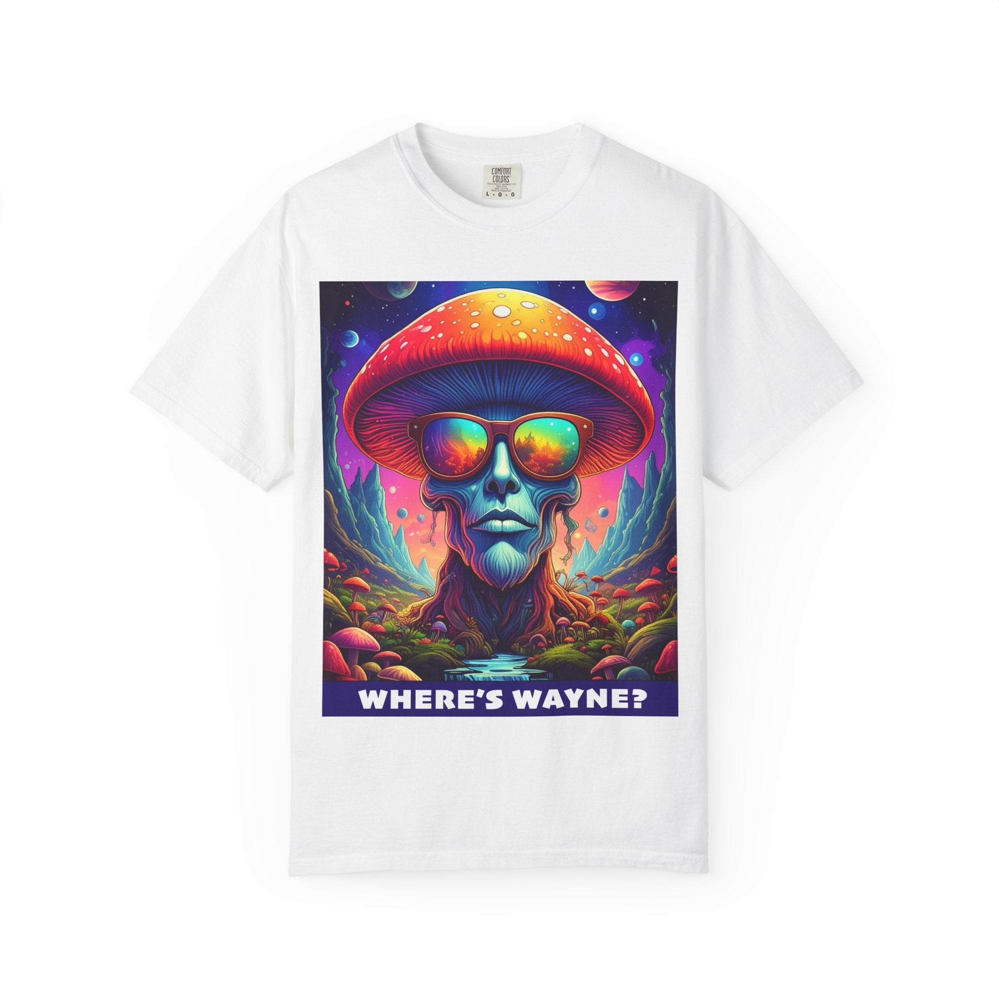 Psychedelic Mushroom Skull T-Shirt — "Where's Wayne?" Graphic Tee