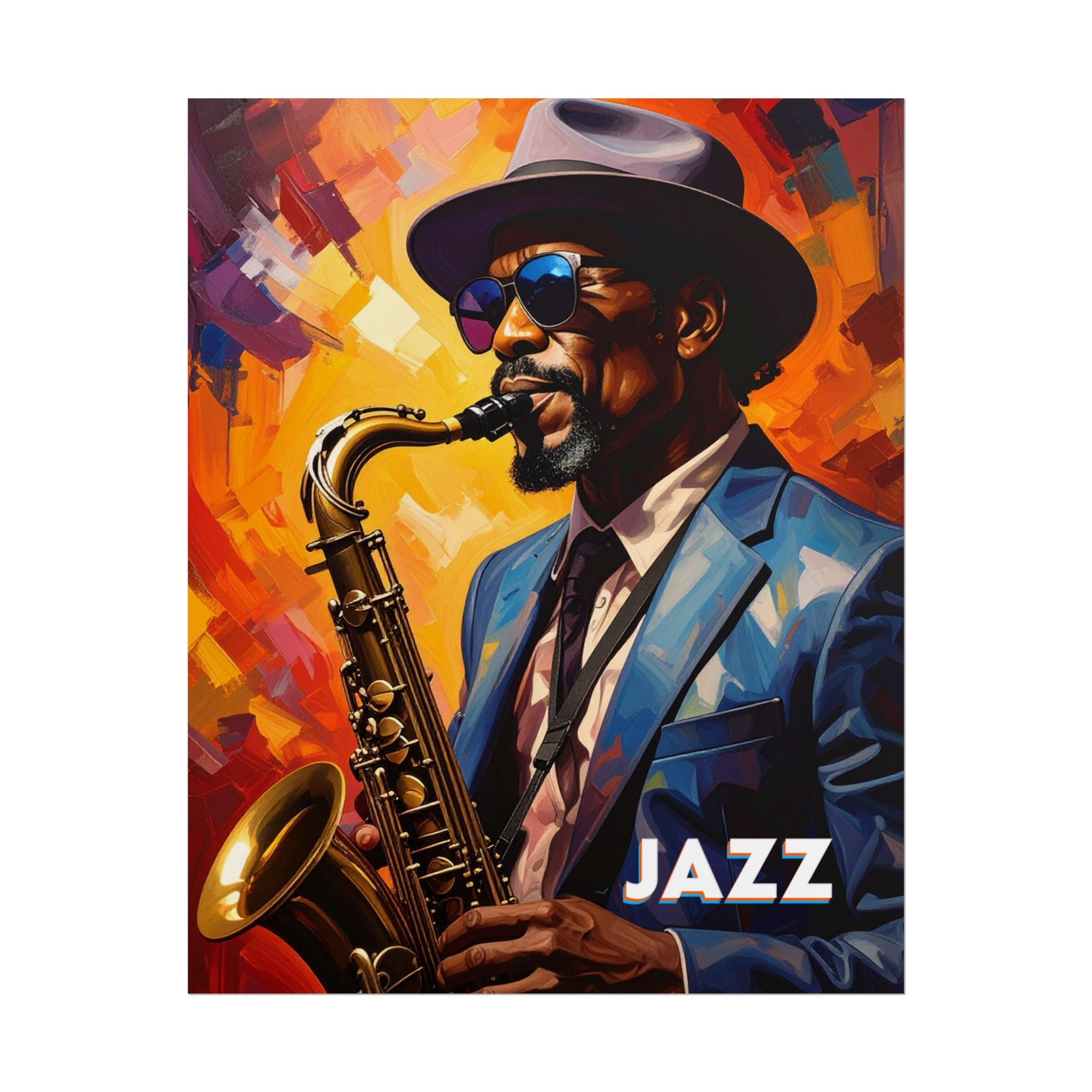 Jazz Saxophonist Poster — Colorful Rolled Wall Art