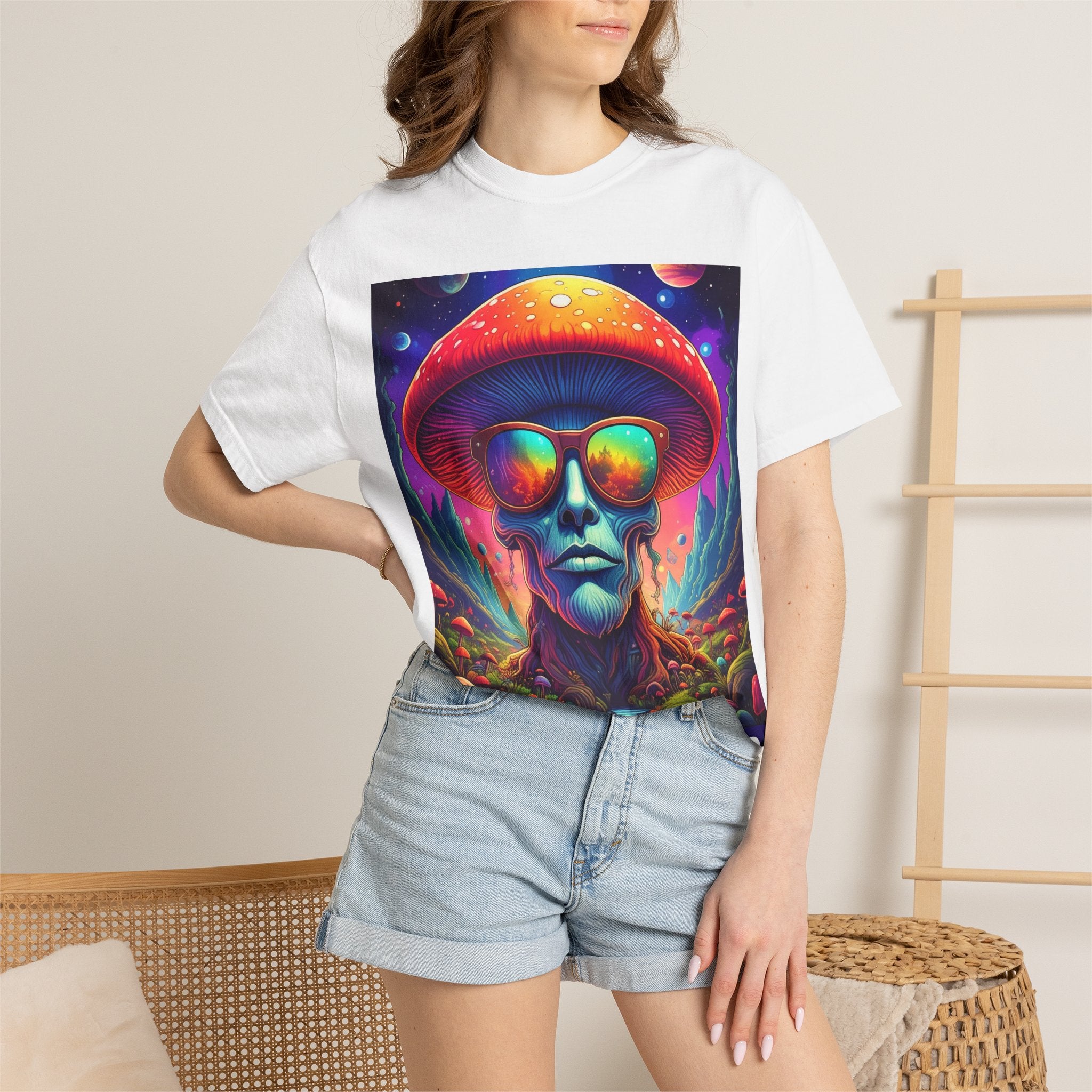 Psychedelic Mushroom Skull T-Shirt — "Where's Wayne?" Graphic Tee