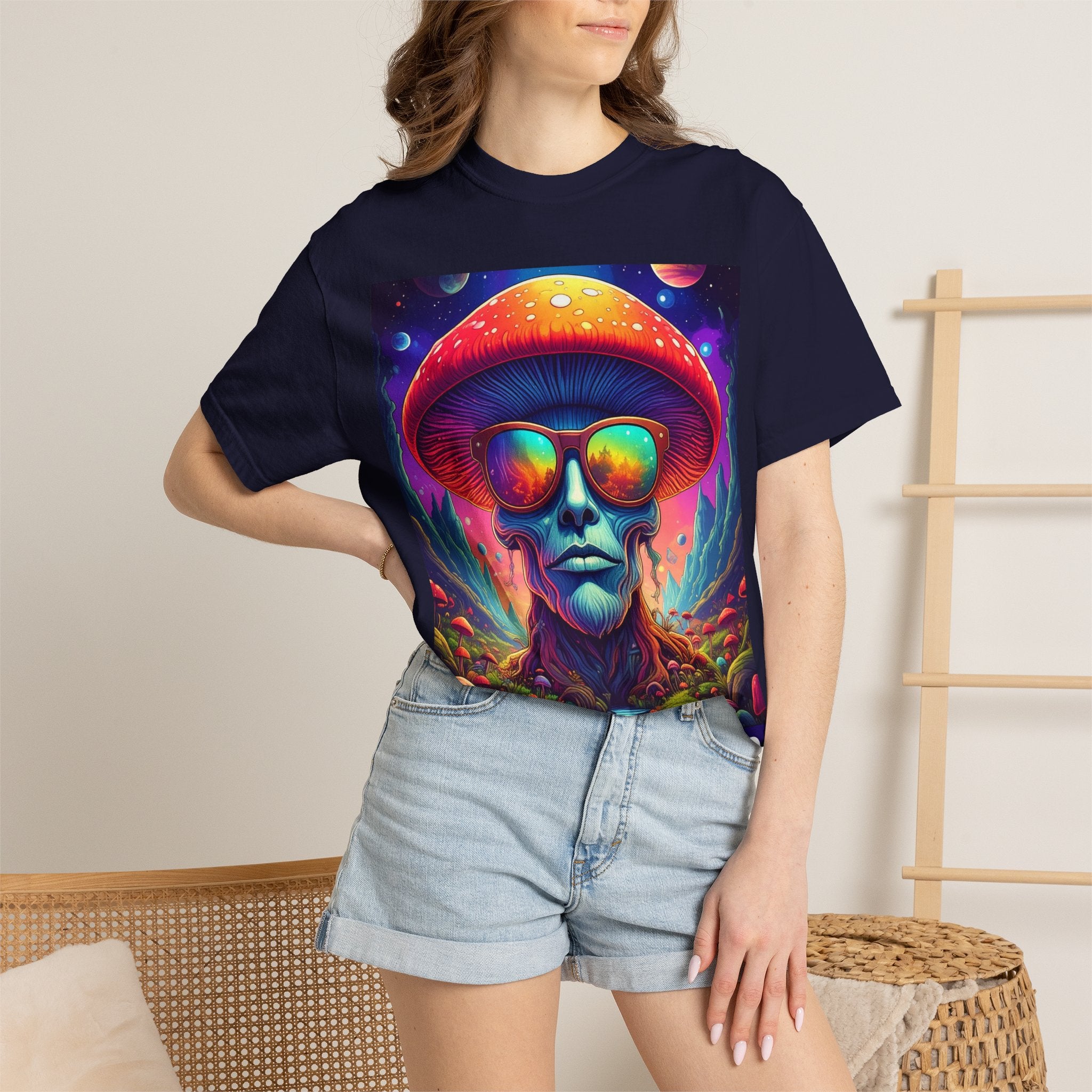 Psychedelic Mushroom Skull T-Shirt — "Where's Wayne?" Graphic Tee