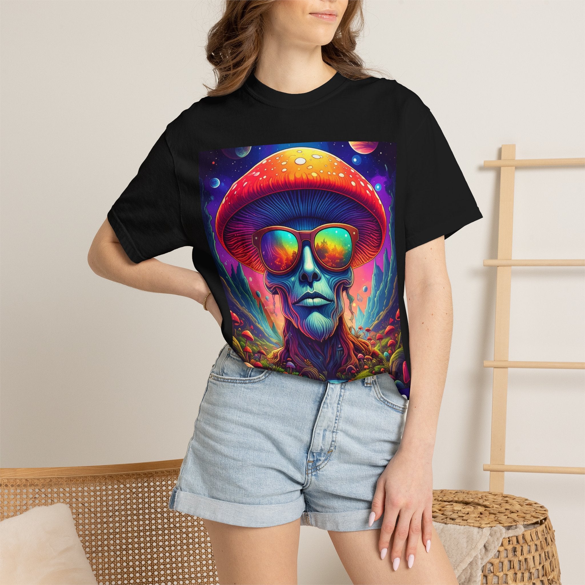 Psychedelic Mushroom Skull T-Shirt — "Where's Wayne?" Graphic Tee