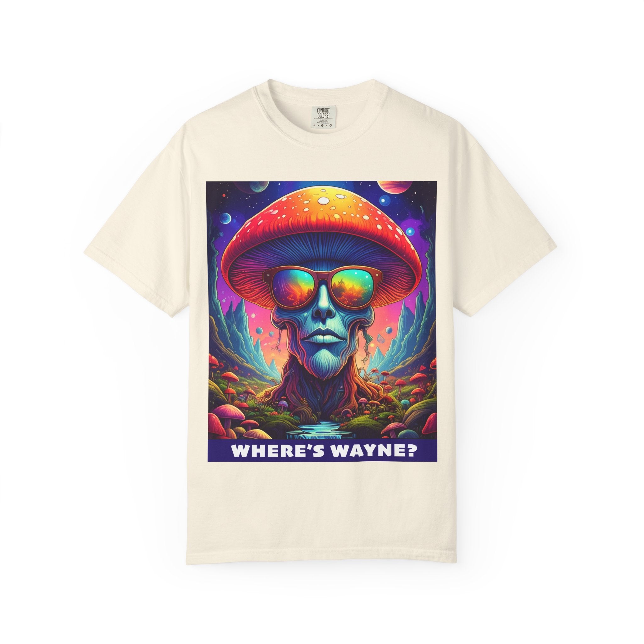 Psychedelic Mushroom Skull T-Shirt — "Where's Wayne?" Graphic Tee