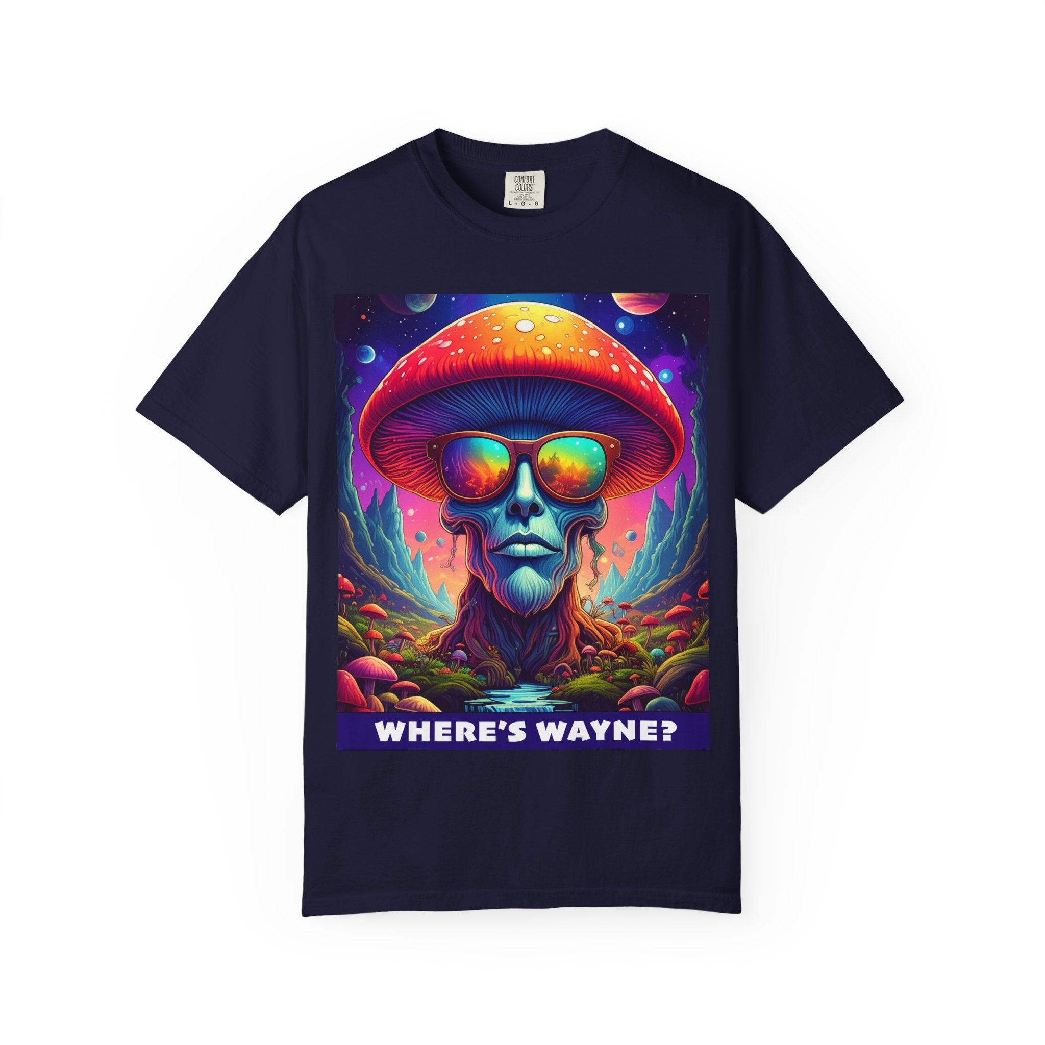 Psychedelic Mushroom Skull T-Shirt — "Where's Wayne?" Graphic Tee