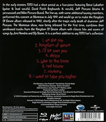 Toto: Live At Montreux 1991 (Blu-ray) 2016 DTS-HD Master Audio  09-16-16 Release Date VERY RARE