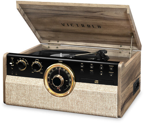 Victrola VTA-270B-FNT Empire Bluetooth 6 In 1 Music Center (33/45/78) Farmhouse Walnut Large Item Bluetooth Built-In Speakers FREE SHIPPING USA