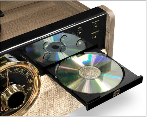 Victrola VTA-270B-FNT Empire Bluetooth 6 In 1 Music Center (33/45/78) Farmhouse Walnut Large Item Bluetooth Built-In Speakers FREE SHIPPING USA