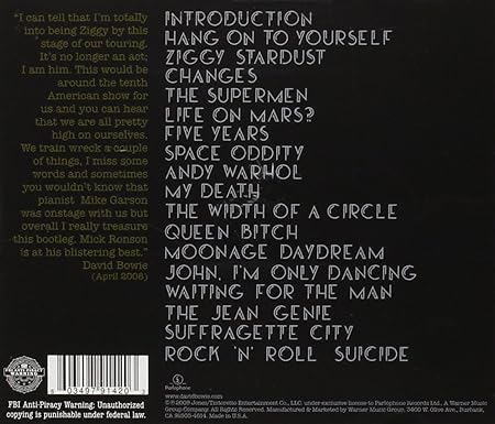 David Bowie: The Rise and Fall of Ziggy Stardust and the Spiders from Mars : (Blu-ray Audio Only) DTS Master HD- Dolby Atmos Release Date: 9/6/2024