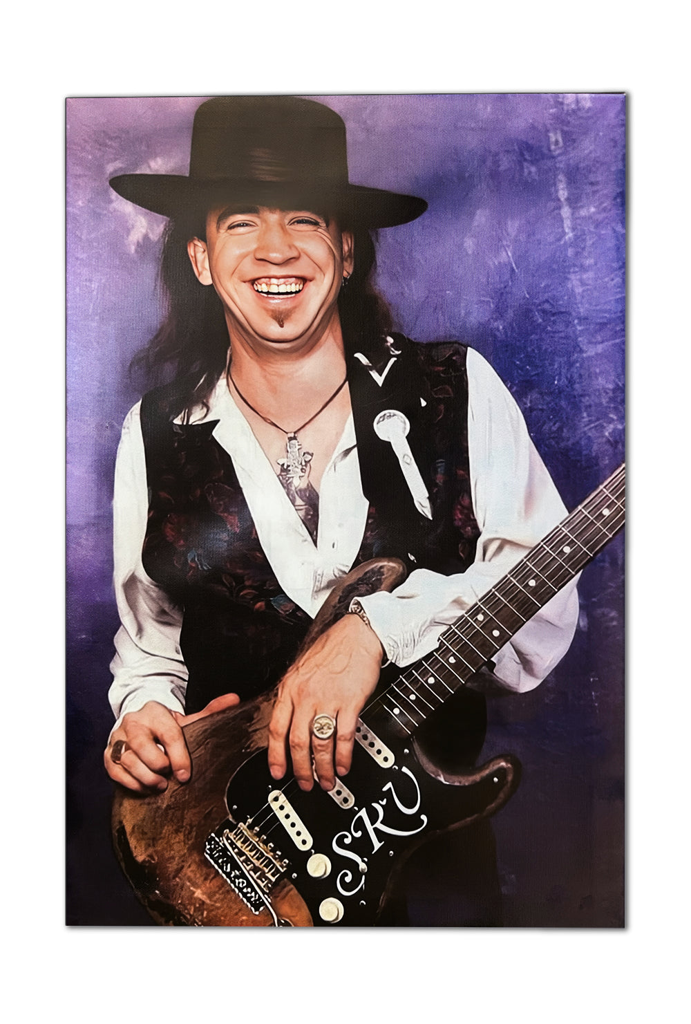 Stevie Ray Vaughan - Framed Canvas Wall Art  12"x18" Also Avail 8"x12"