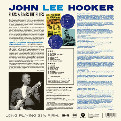 John Lee Hooker: Plays & Sings The Blues [180-Gram Vinyl Bonus Tracks Vinyl) Bonus Tracks Spain - Import LP) 2021 Release Date: 1/22/2021