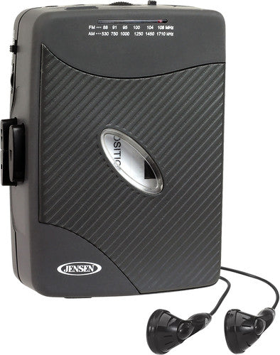 Jensen SCR-75 Personal Stereo Cassette Player - AM/FM - Stereo Earbuds (Black) (Black)