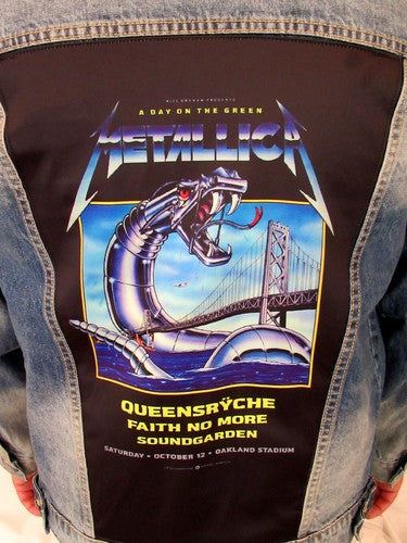 Metallica: Queensryche Iron Snake On The Bridge Blue Jean Jacket (Unisex Medium) 2018 RARE In Stock ONLY ONE LEFT