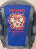 Nirvana Oakland Coliseum Embryo 1993 Dragonfly Blue Jean Denim Jacket (Large) Blue, Jean Jacket