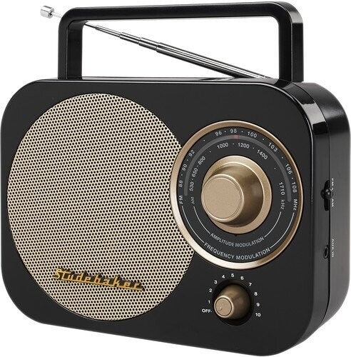 Studebaker SB2000B Retro Portable AM/FM Radio  Speaker- Aux Iput (Black)
