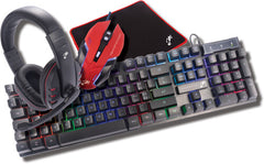 TekNmotion TM-NIB4XB1 Game On 4-in-1 PC Gaming Bundle With Mouse Headphones Keyboard Mouse Pad Black Red
