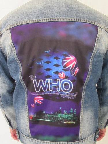 The Who Madison Square Garden Union Jack Blue Jean Jacket (Men's Large) 2018 RARE  Ships Today