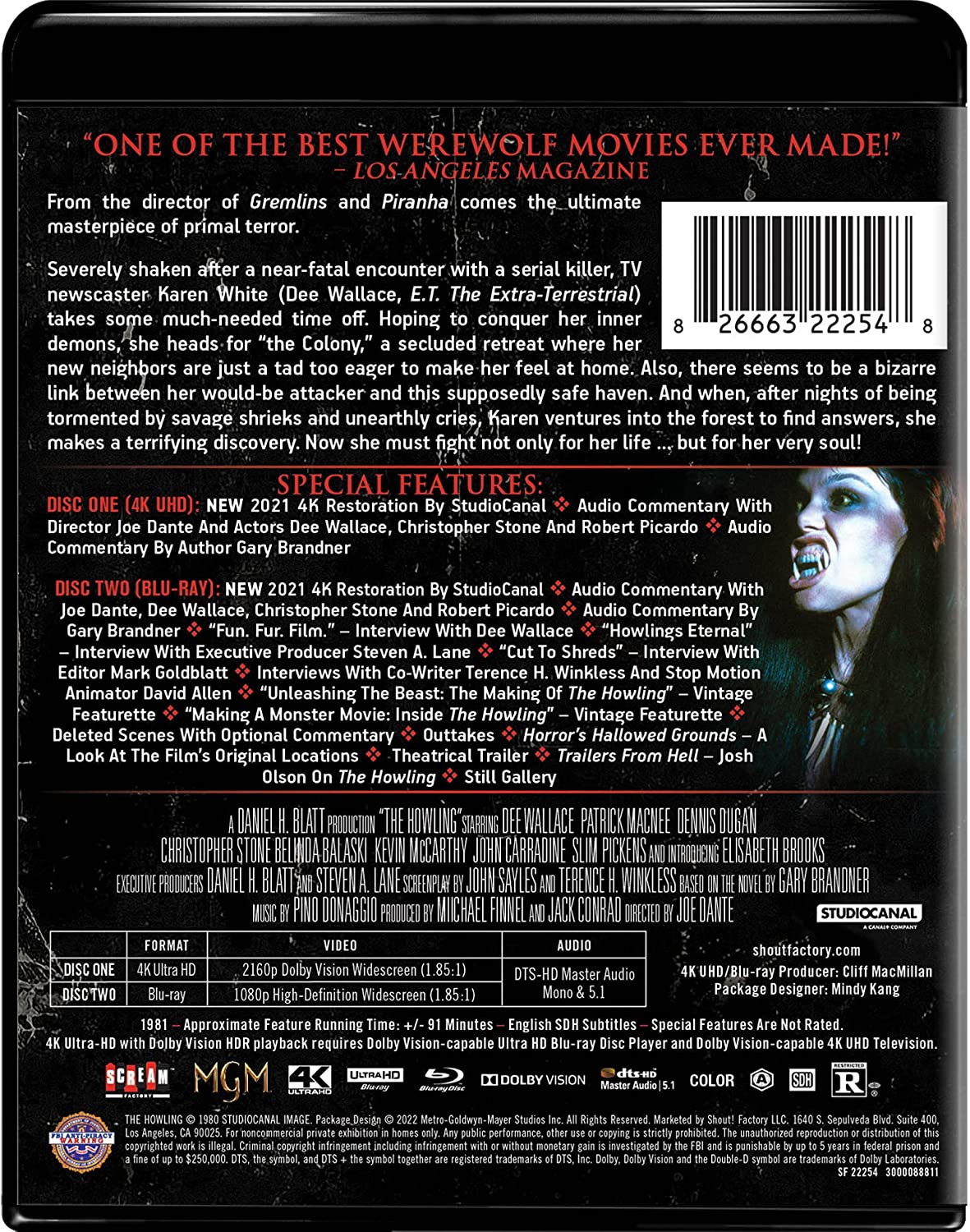 The Howling 1981 Collector's Edition (4K ULTRA HD+Blu-ray) 2 Pack 2022 Release Date: 2/15/2022